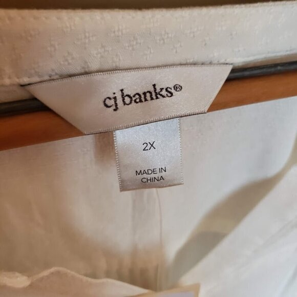 NWT CJ Banks Cream White Long Sleeve Women's Plus Sized Tunic Size 2x - Picture 2 of 9